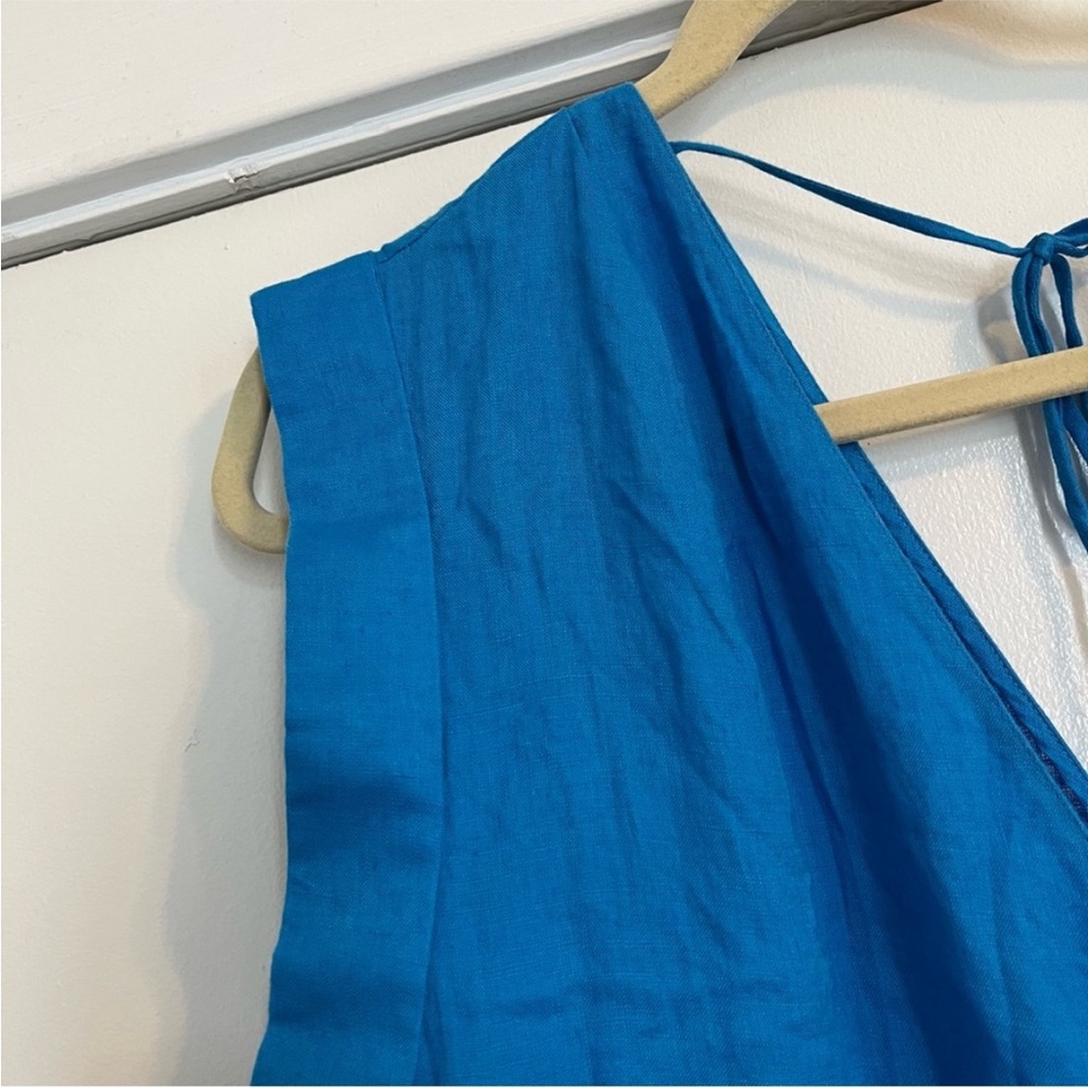 NEW! Banana Republic Blue Cabana Linen Cinch-Waist Maxi Dress - Medium 🍉 - Picture 8 of 9